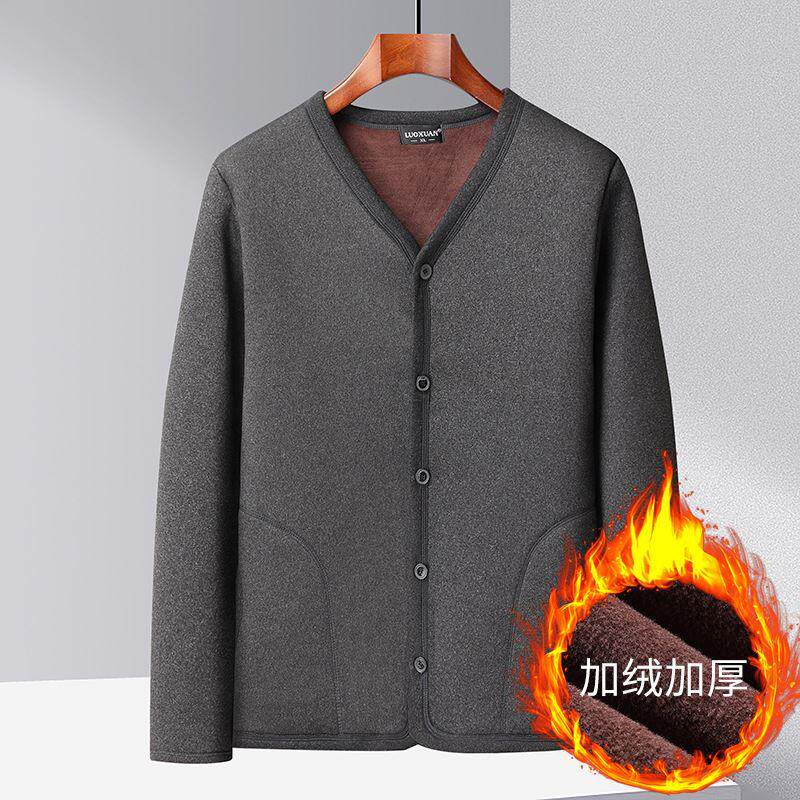 俞兆林冬季中老年棉衣男加绒加厚内穿薄短款贴身老年人棉袄男内胆