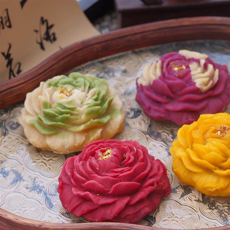 牡丹花酥4粒蛋黄酥手工中式糕点伴手礼盒订婚中秋月饼特产送人