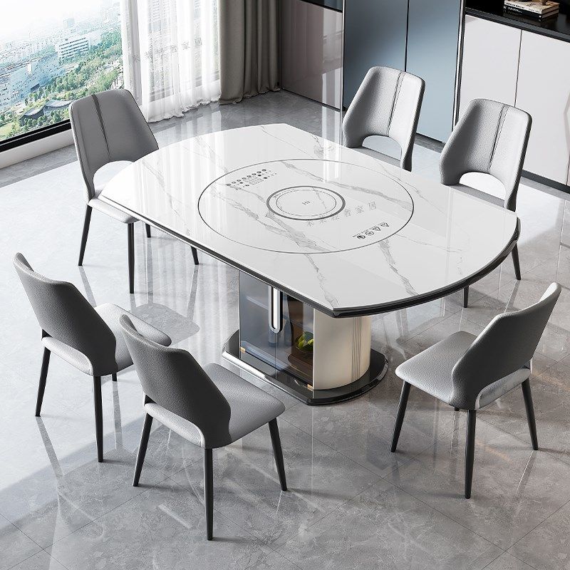 新轻奢岩板多功能伸m缩餐桌椅电磁炉电动暖菜板可变圆桌饭桌可配,住宅家具,岩板餐桌,淘宝优惠券,粉丝福利购,淘宝优惠卷