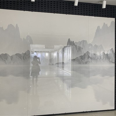 新岩板电视背景墙1200x2400网C红轻奢瓷砖新款悬空新中式大板影视