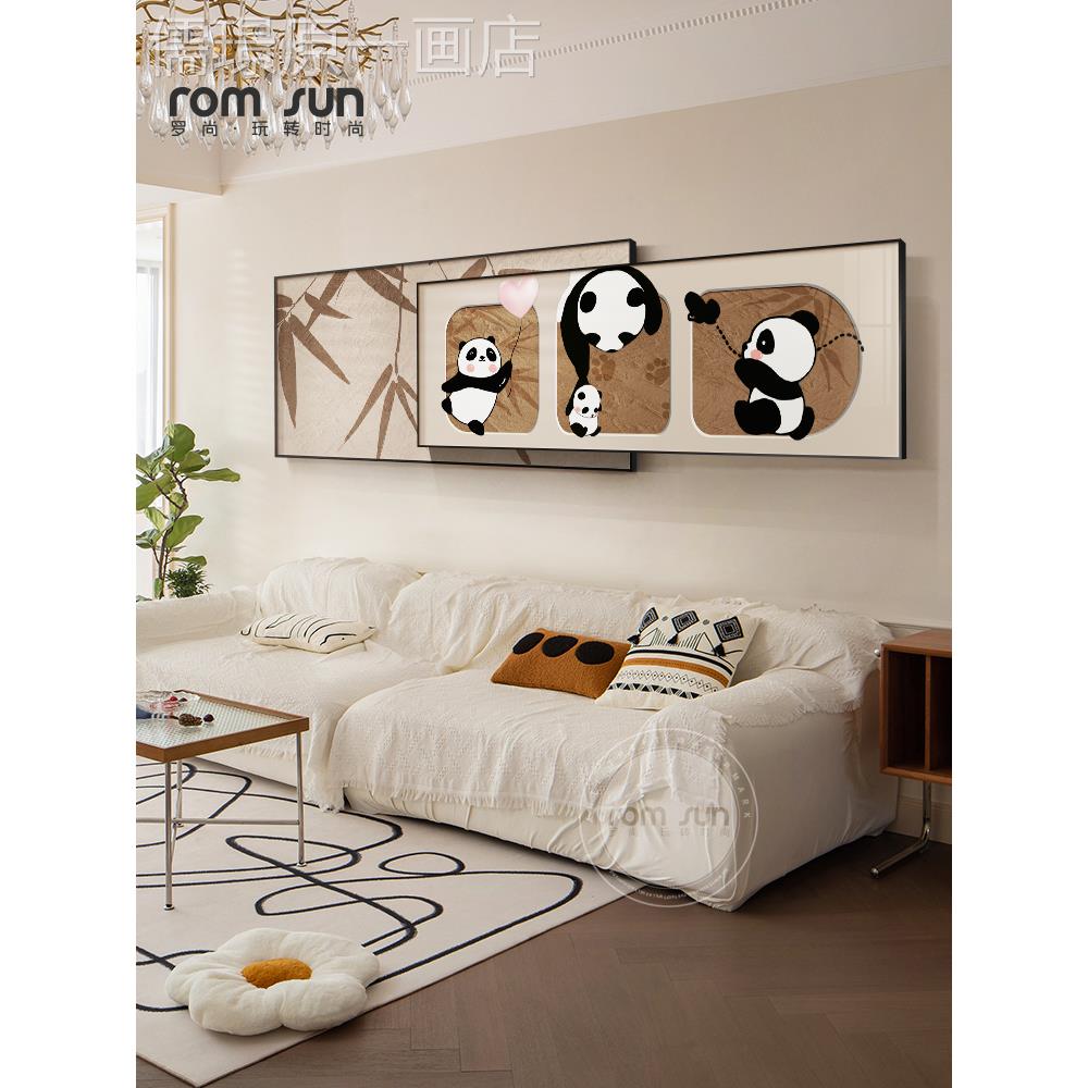 网红风客厅装饰画侘创意果赖熊卧室床头猫画奶油壁风沙发背寂景墙图片