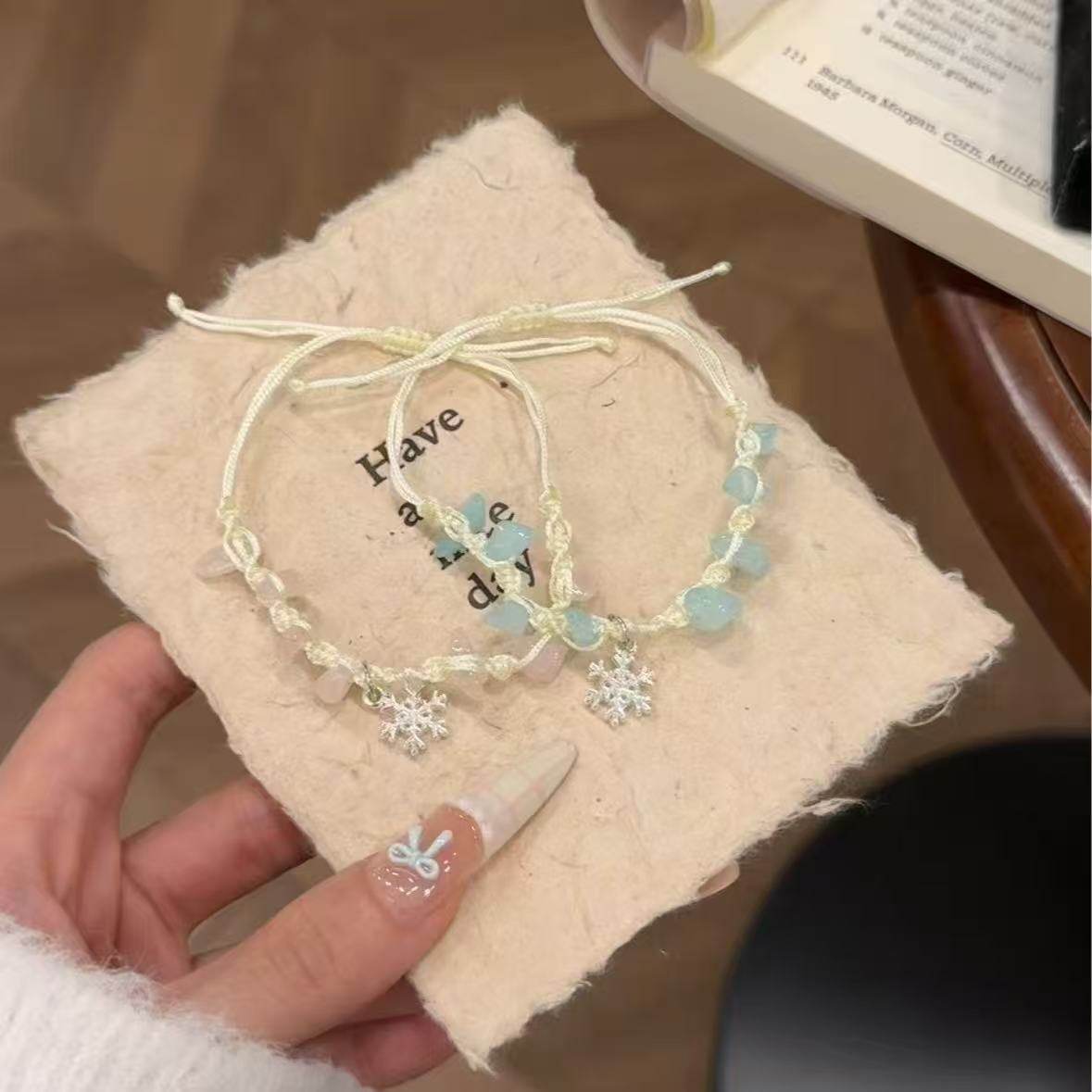 雪花冬季手绳编织手链小众简约情人闺蜜饰品配饰礼物平安夜圣诞节,饰品/流行首饰/时尚饰品新,手链,淘宝优惠券,粉丝福利购,淘宝优惠卷