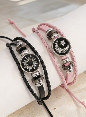 日月恋人夜光多层叠戴情侣手链