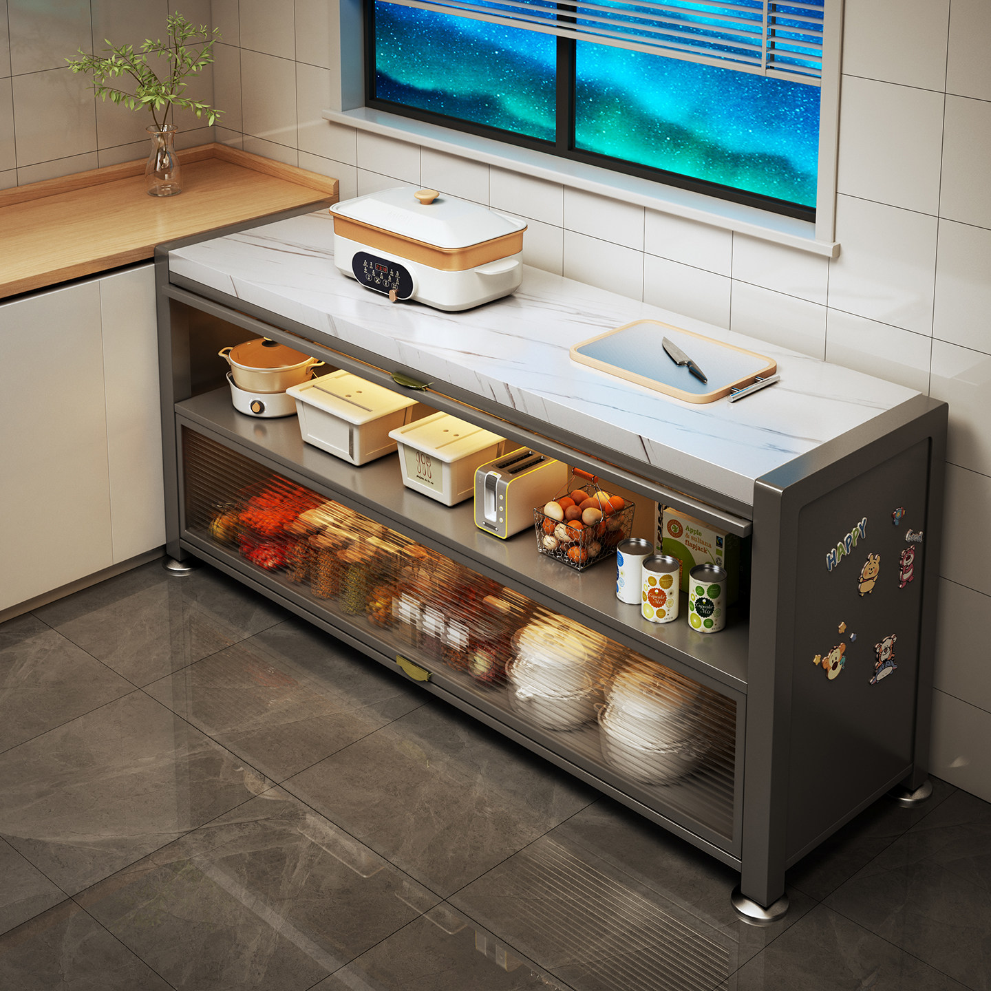 岩板厨房置物架落地多层多功能收纳柜子锅碗餐边一体靠墙储物橱柜,智能设备,其他智能配件,淘宝优惠券,粉丝福利购,淘宝优惠卷