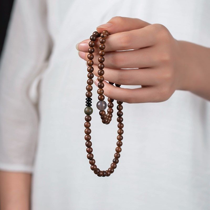 极速大善堂金丝檀串珠手链多圈细小女款学生佛珠天然檀.香木质佛