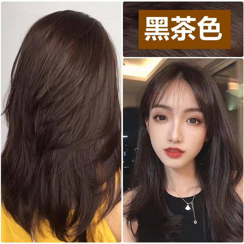 极速大红色瓶植华j士泡泡染植物染发染发剂染发膏ZZ01栗棕色自然