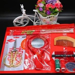 极速广东结婚庆用品传统s习俗男家女家出嫁上头梳头套装龙凤蜡烛