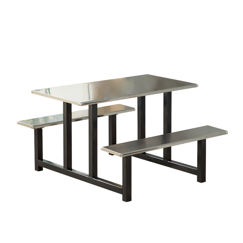 极速加厚食堂餐桌椅4人6人8人位C工厂员工学校组合不锈钢连体快餐