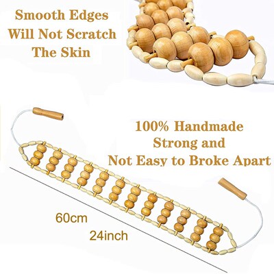 新品Woobd Back Massage Roller Rope Wood Therapy Cellulite Ma