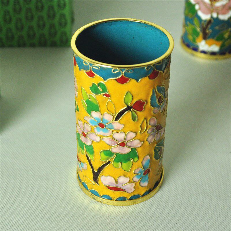 极速老北京景泰蓝笔筒4寸手工z铜胎掐丝珐瑯摆件小朋友老师同学礼