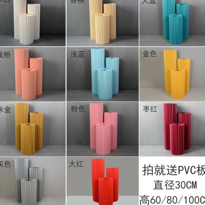 极速折叠纸质甜品台立柱罗马欧式风F格圆台商城橱窗婚庆道具装饰