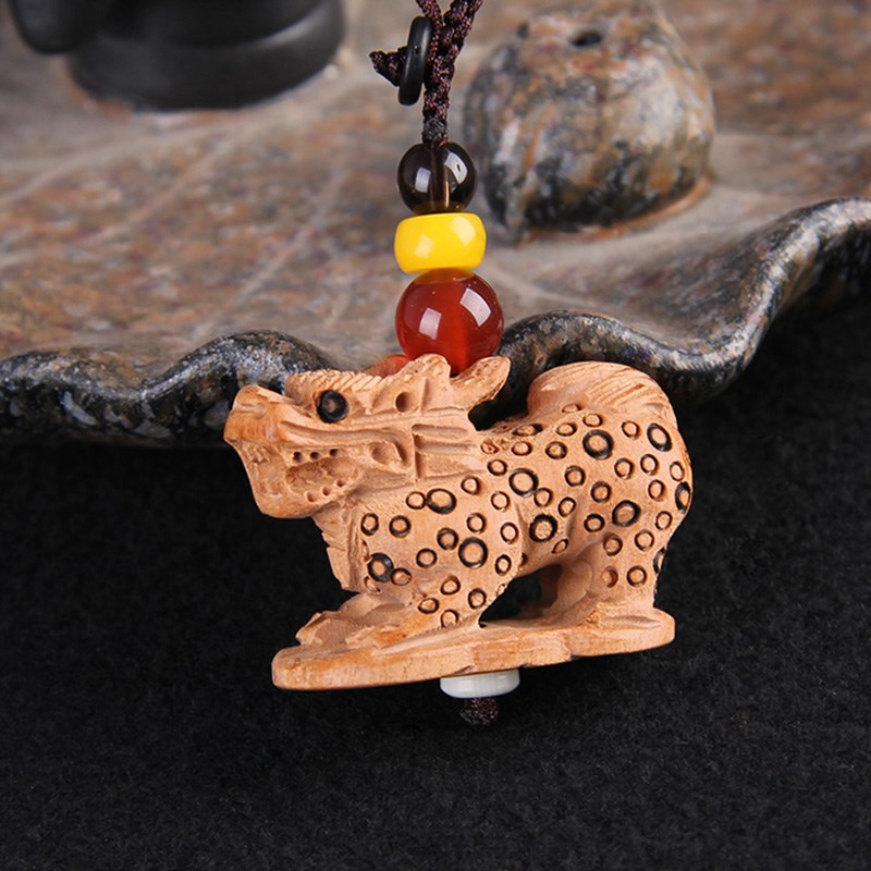 极速桃木麒h麟钥匙扣包挂汽车钥匙挂件