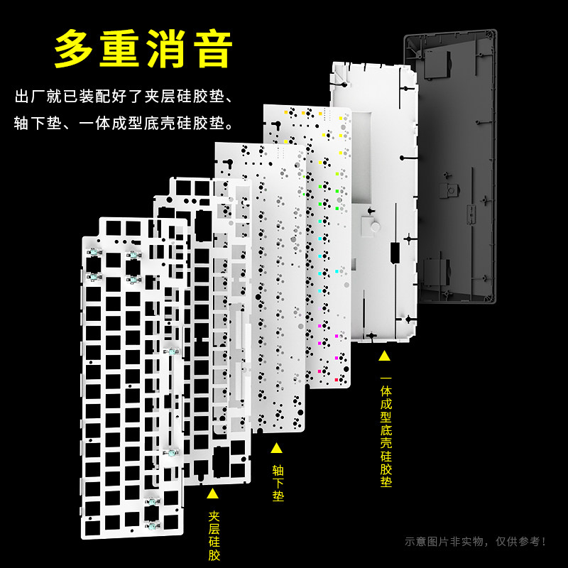 新品欧赛得DK6h7V2机械键盘套件RGB无线有线蓝牙三模客制化ttc灰