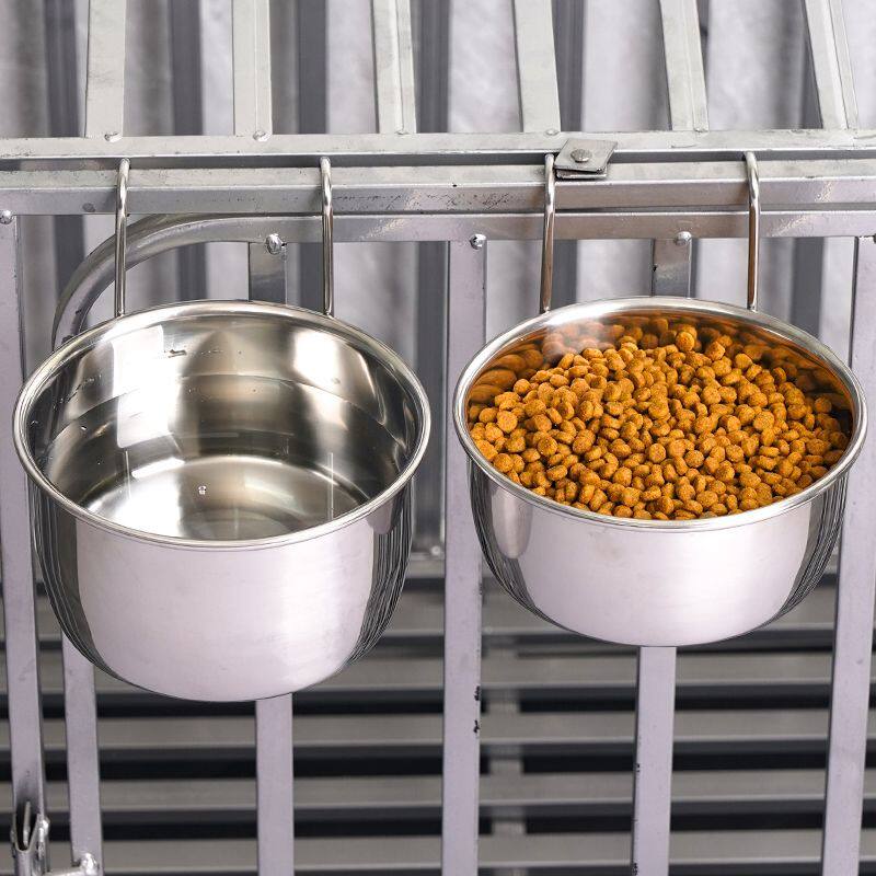 加厚不锈钢悬挂钩式宠物饭盆中小型猫狗防打翻喂食喝水猫狗食盆
