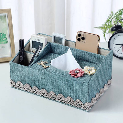 床头柜收纳盒多功能布艺家用创意客厅茶几纸巾盒放遥控卫生纸抽盒