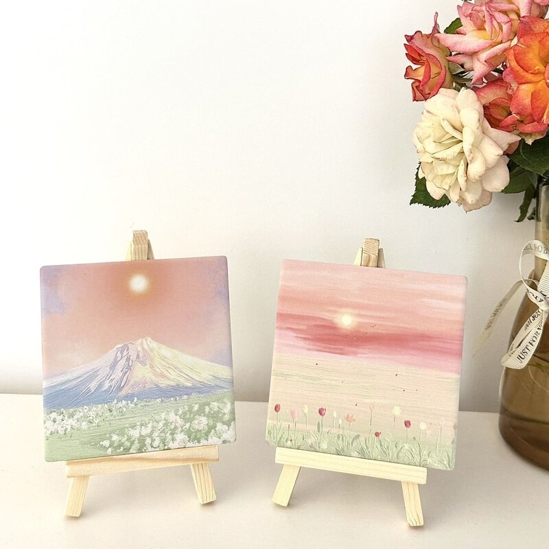 油画插画创意家居小画架装饰饰品ins风桌面治愈氛围感小摆件