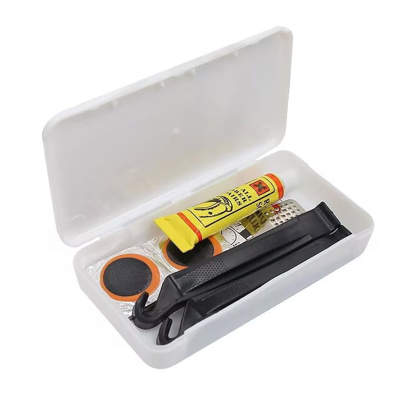 自行车补胎片胶水套装 胶片撬棒 塑料盒装公路山地车骑行补胎工具