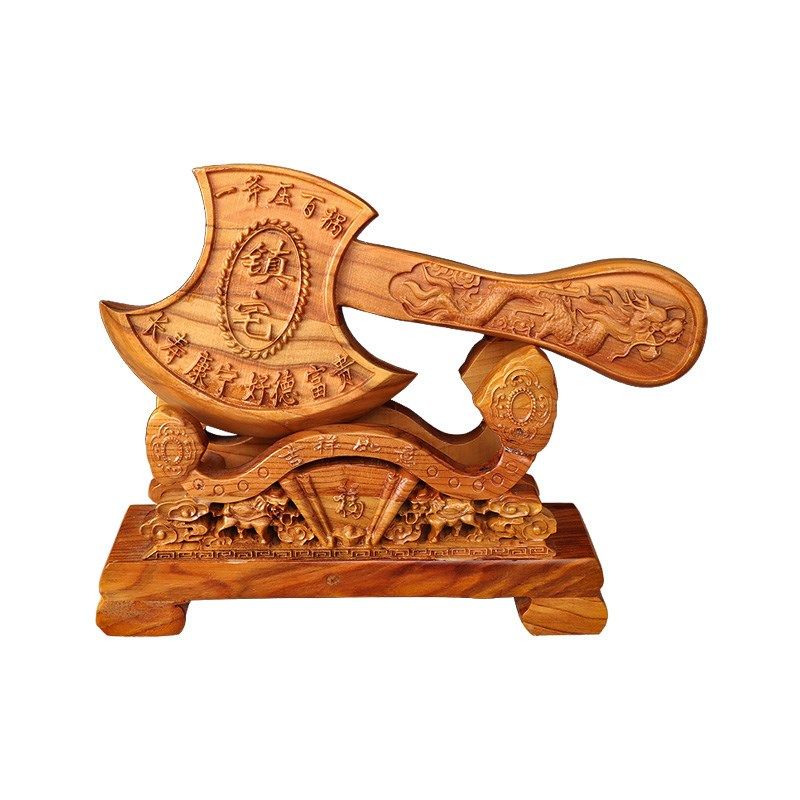 纯桃木小斧子结婚搬家用的u斧头工艺品乔迁之喜装饰大桌面摆件实,家居饰品,国学摆件,淘宝优惠券,粉丝福利购,淘宝优惠卷