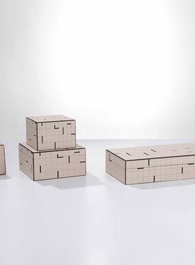 简约现代米黄色编织牛皮首饰收纳盒创意几何方形首饰Z盒卧室摆件