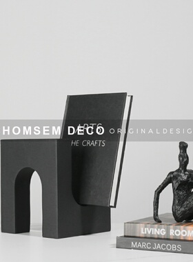 简约现代轻奢黑色树脂几何软装饰品家居样板房间售W楼处书架摆件