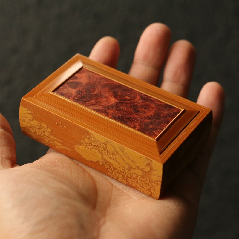 沪上名家曹自康本工精工老玉y竹樱木背板非遗留青雕刻竹蛉盒虫具