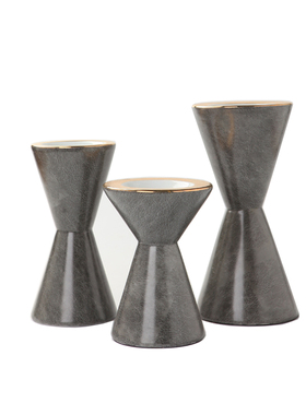 现代简约陶瓷高级k灰白烛台摆件样板间酒店餐厅烛光晚餐蜡烛台装