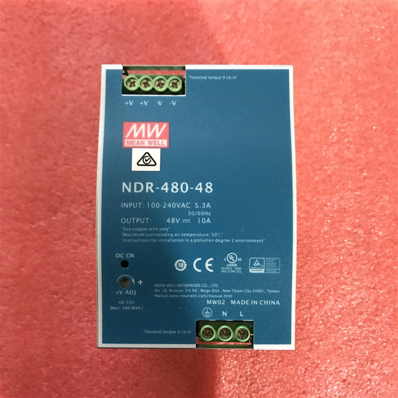 台湾明纬NDR-480 480W24wV/48V导轨型开关电源PLC驱动电柜 替代DR