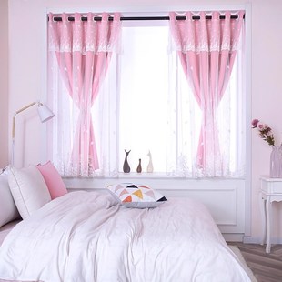 少女遮光布儿童房粉色 C卧室孩客厅款 gz6m窗帘免打孔安装 2022新款