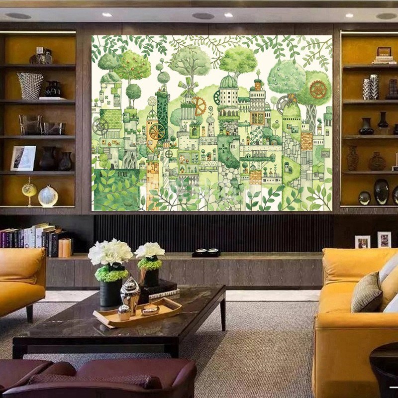 2021新款DIY方钻满钻钻石画绿色文明自己N手工粘贴钻十字绣砖石画