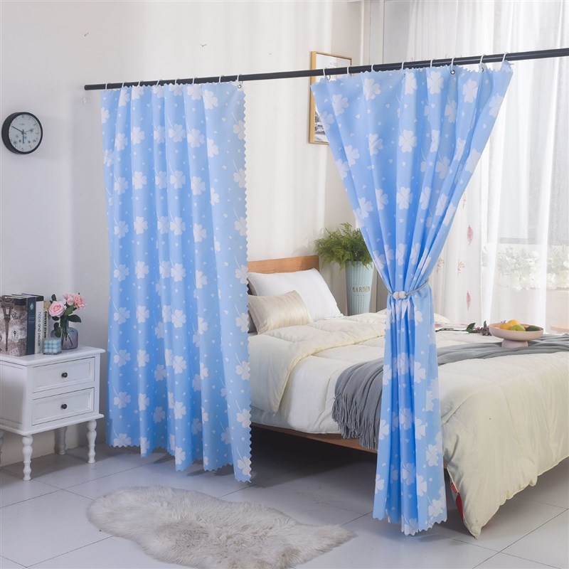 双人牀遮挡帘家用牀帘遮光布卧室免打孔室内过道出租房挡牀的帘子