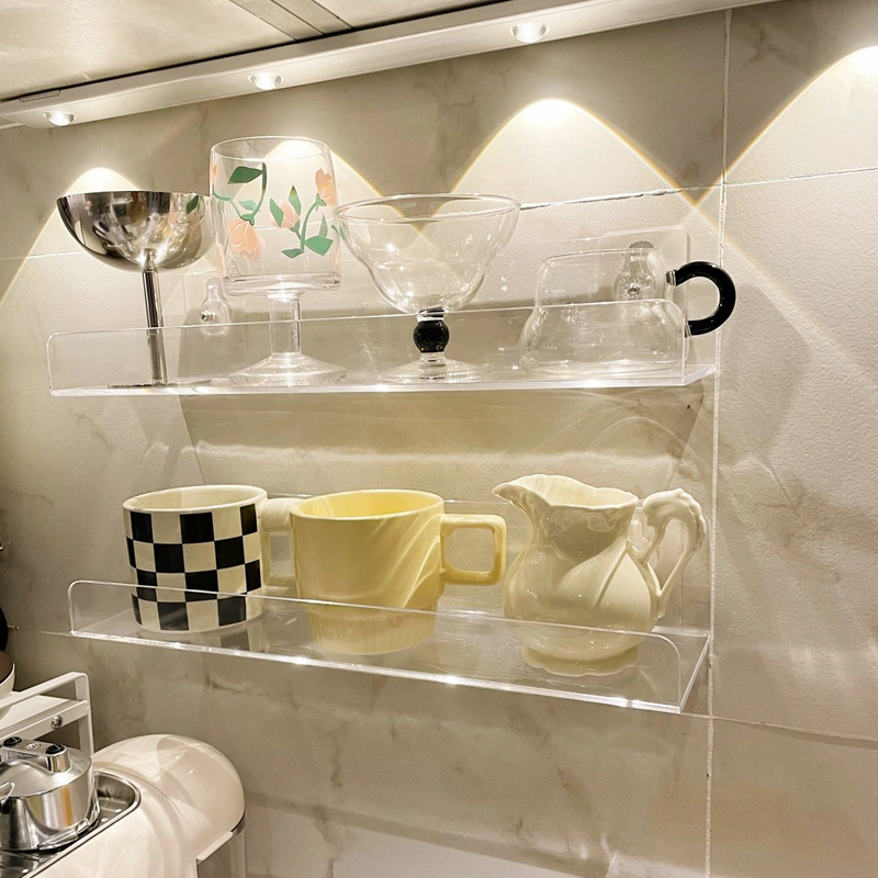 杯架杯子收纳置物架亚克力免打孔墙上整理水杯茶杯马克杯架子托盘