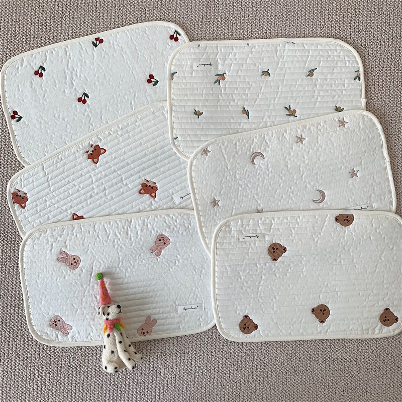 韩系云片枕婴儿枕巾纯棉绗缝低枕新生宝宝平枕柔软吸汗防吐奶枕垫