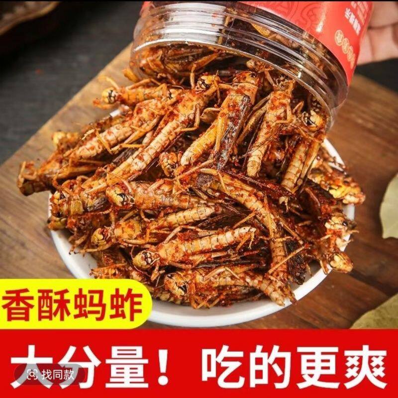 便宜爆款嘎嘣脆新鲜油炸蚂蚱即食香辣孜然高蛋白五星补肾椒盐美食
