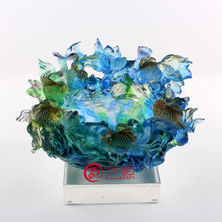 金玉满堂 琉璃鱼摆件o鱼缸聚宝盆 祝寿庆生送长辈老人高端家居饰,家居饰品,装饰摆件,淘宝优惠券,粉丝福利购,淘宝优惠卷