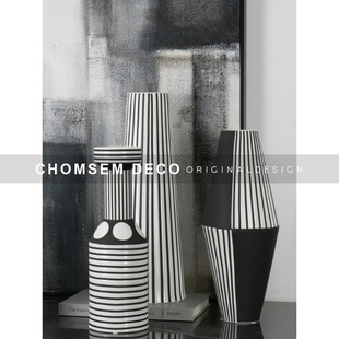 北欧现代a轻奢样板房间插花瓶花器软装陶瓷ins客厅售楼处桌面摆件