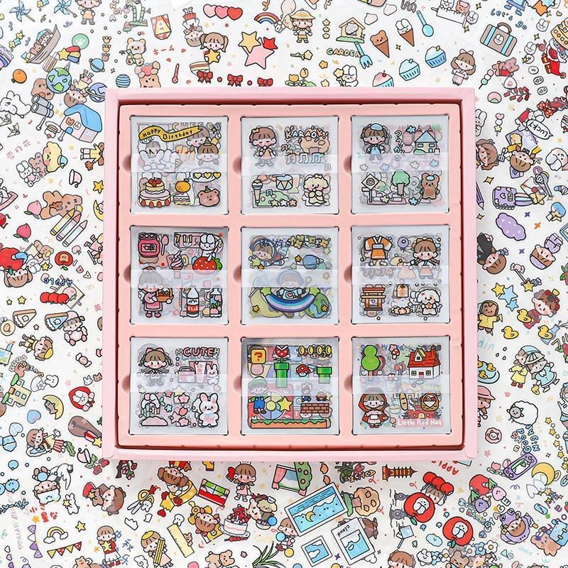 1000张女孩手帐贴纸儿童u贴画贴贴手账本素材工具套装z粘贴pvc防