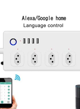 WiFi Smart Power Strip with 4 Outlets J4USB Ports,1.4M Exten