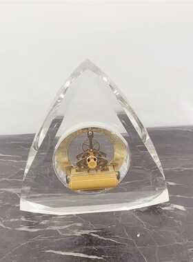 现代北欧样板房透明玻璃水v晶金属时钟摆钟饰品摆件客厅博古架