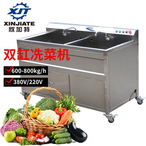 食堂果蔬洗菜机 全自动果蔬清洗机 蔬菜清洗双缸洗菜机厂家直销