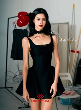 Labor of Love 哥特玫瑰 原创设计立裁花朵choker黑色蓬蓬连衣裙