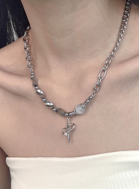 镶钻环绕星芒项链女轻奢小众设计