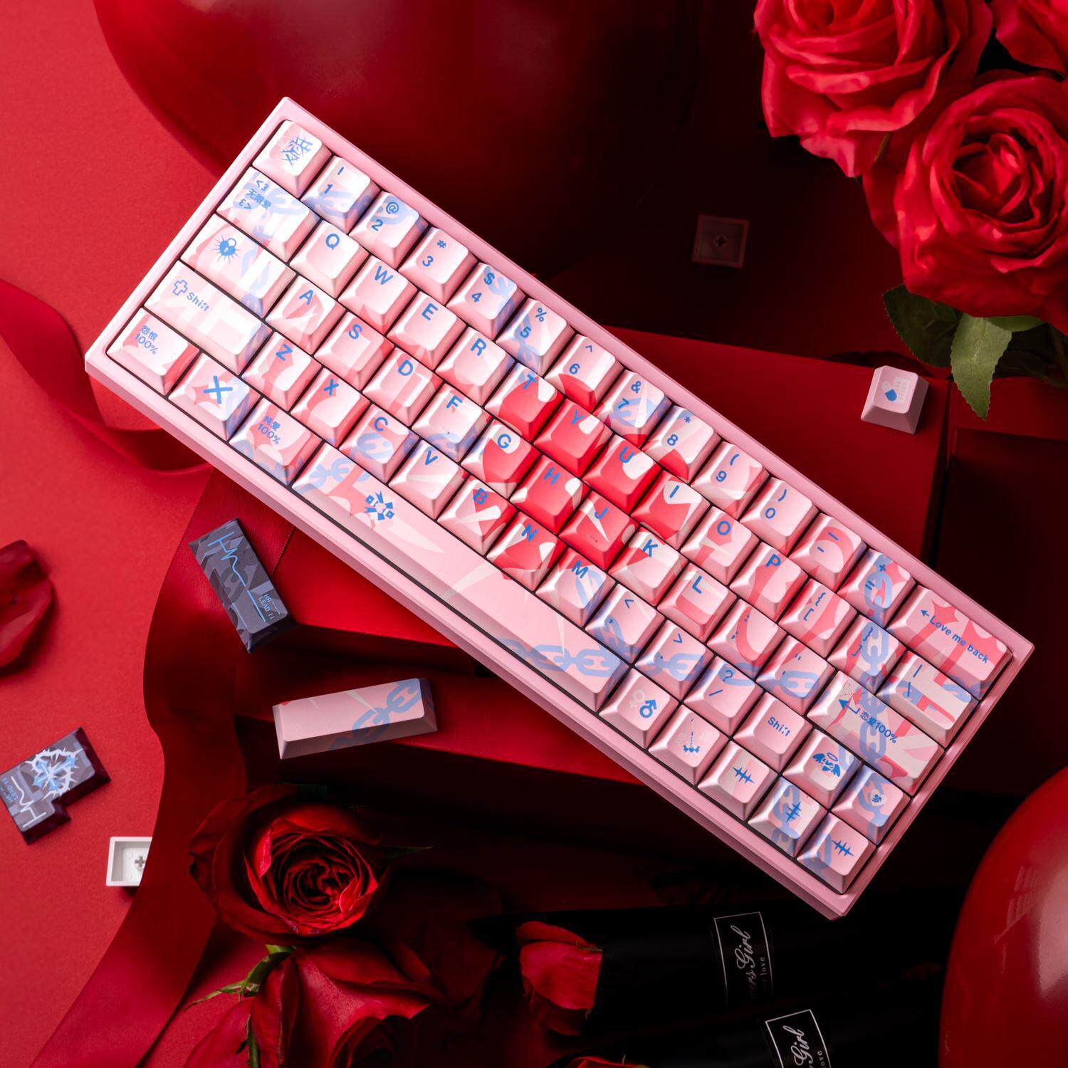 Bleeding Love键帽少女心爆棚粉色原厂高度pbt热升华适配机械键盘