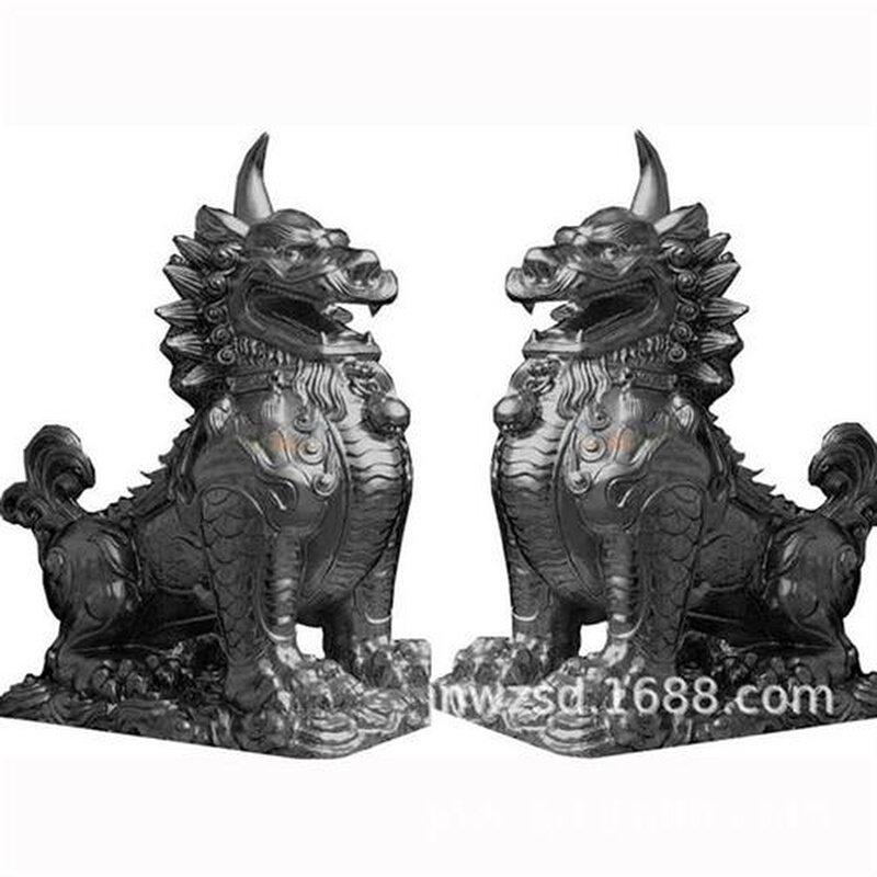 户外石材工艺品哪里有晚霞红石麒麟价钱汉白玉麒麟图