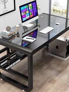 家用钢化玻璃办公桌卧室书桌简约现代写字桌学生学习桌 电脑桌台式