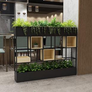 现代餐厅隔断装 饰花架办公室置物架工业风落地绿植围栏矮隔断屏风