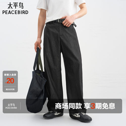 【商场同款】太平鸟男装休闲裤26夏季阔腿莱赛尔长裤 B2GBG2277