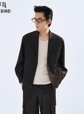 【商场同款】太平鸟男装西服26春季新款宽松明线外套 B1BBG1237