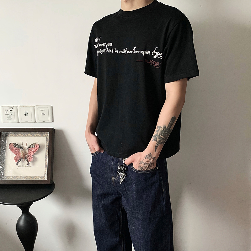 0204MAISTEP简约字母标语短袖