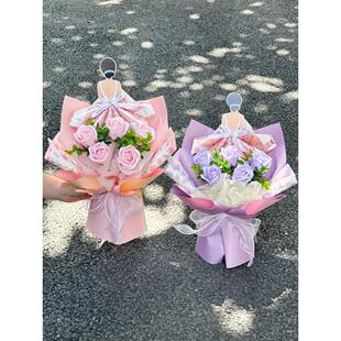 DIY人造玫瑰丰富的花情人节花束生日礼物的妻子和女朋友惊喜仪式