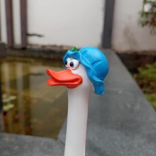 创意长脖子花园鹅树脂雕塑 搞笑长脖子鹅装饰花园家居户外摆件